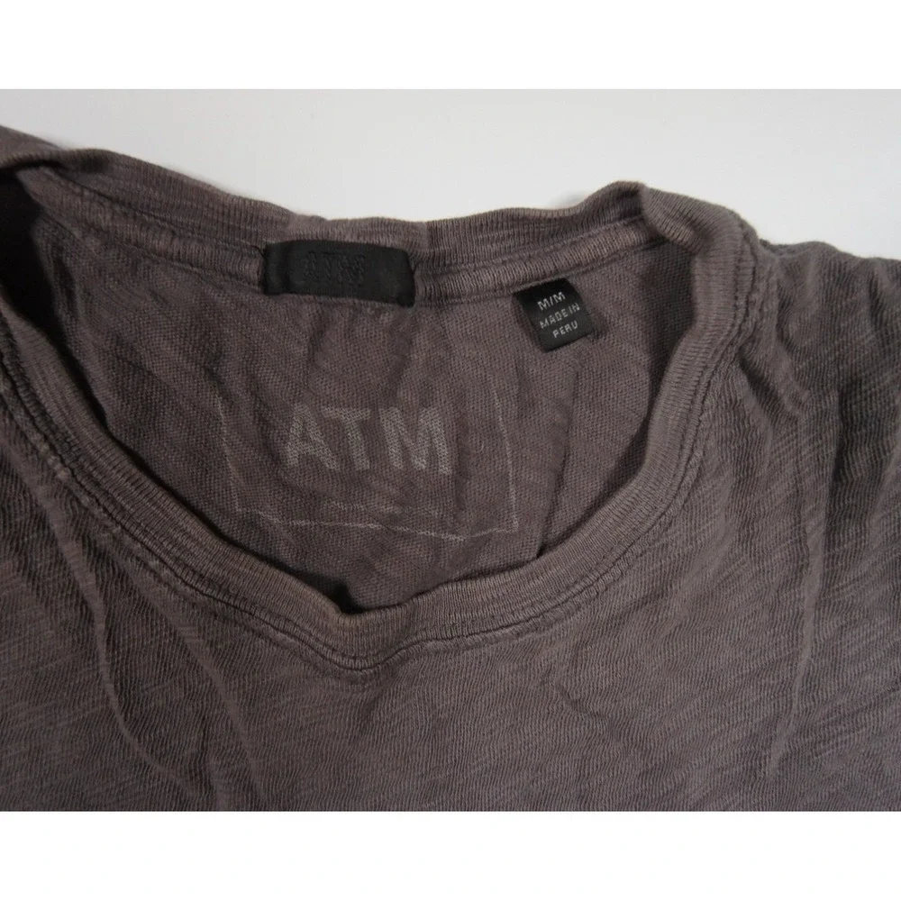 ATM Shirt Mens Medium Gray Short Sleeve Crewneck Slub Jersey Tee Adult Casual